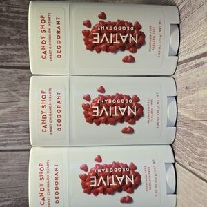 3 Native CANDY SHOP Deodorant SWEET CINNAMON HEARTS 2.65oz Aluminum Free New**